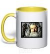 Mug with a colored handle Gandalf yellow фото