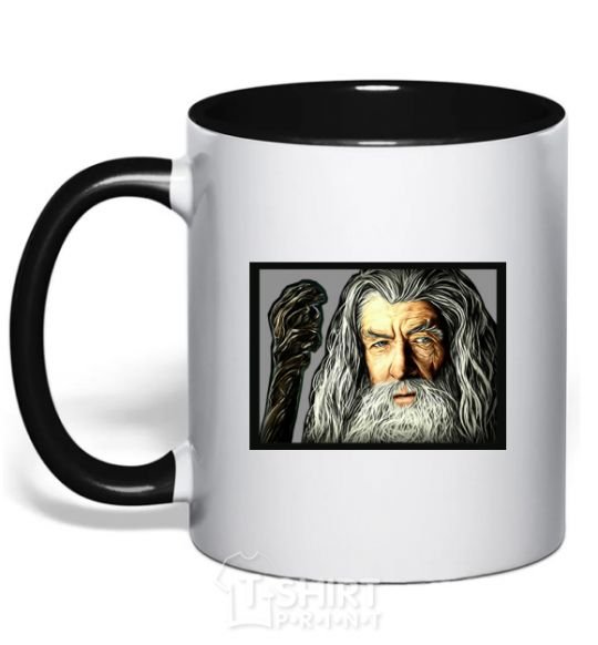 Mug with a colored handle Gandalf black фото