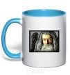 Mug with a colored handle Gandalf sky-blue фото