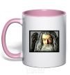 Mug with a colored handle Gandalf light-pink фото