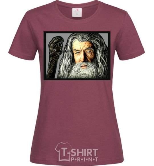 Women's T-shirt Gandalf burgundy фото