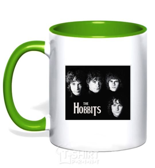 Mug with a colored handle The Hobbits kelly-green фото
