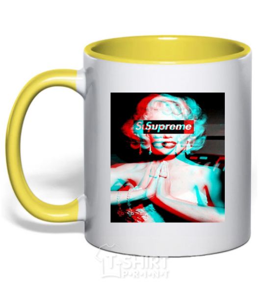 Mug with a colored handle Supreme Monro yellow фото