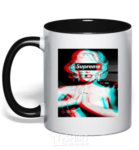 Mug with a colored handle Supreme Monro black фото