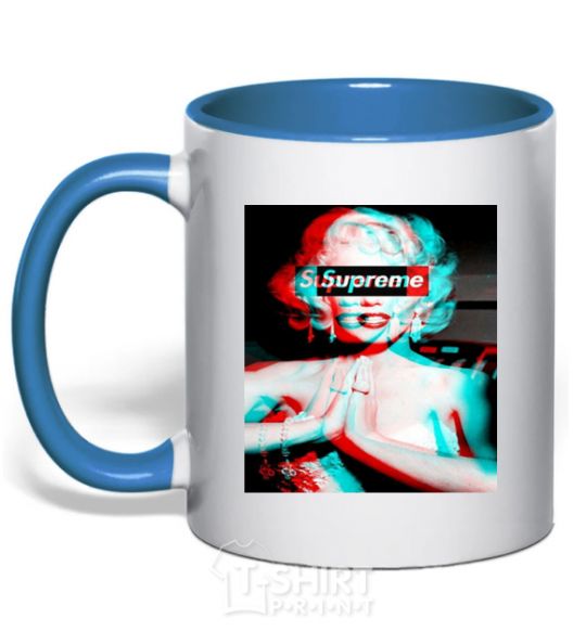 Mug with a colored handle Supreme Monro royal-blue фото