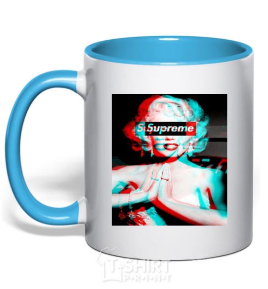 Mug with a colored handle Supreme Monro sky-blue фото