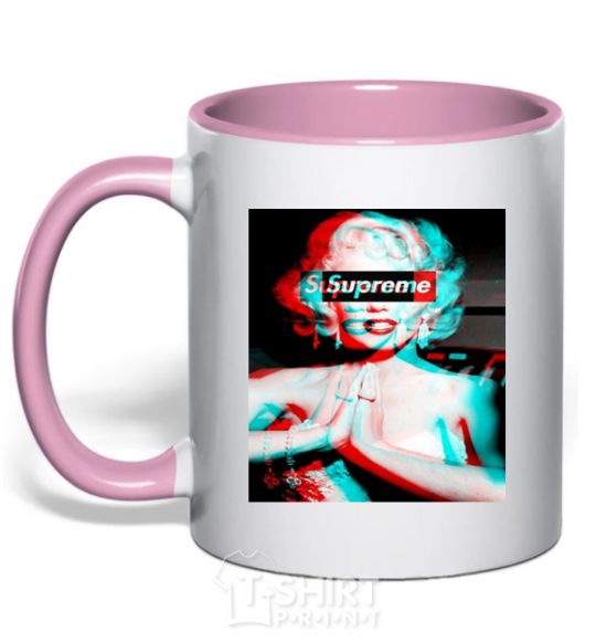 Mug with a colored handle Supreme Monro light-pink фото