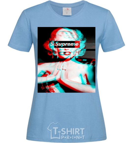 Women's T-shirt Supreme Monro sky-blue фото