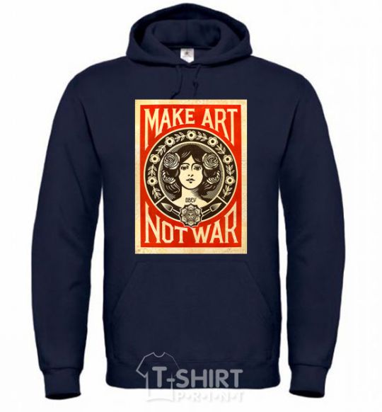 Men`s hoodie OBEY Make art not war navy-blue фото