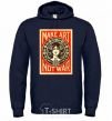 Men`s hoodie OBEY Make art not war navy-blue фото