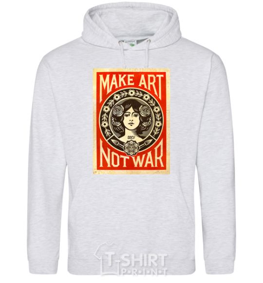 Men`s hoodie OBEY Make art not war sport-grey фото