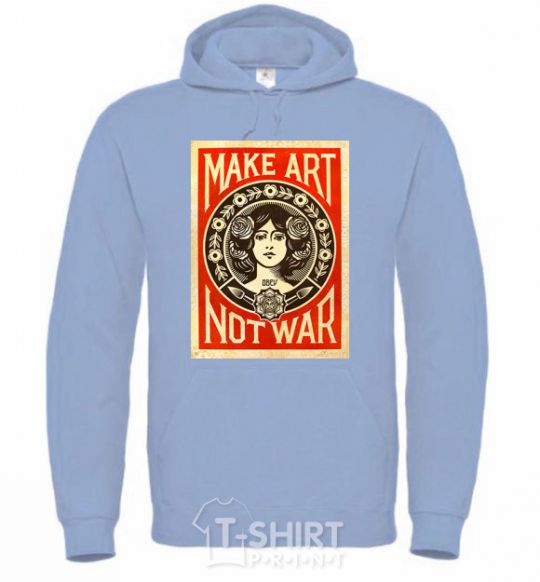 Men`s hoodie OBEY Make art not war sky-blue фото