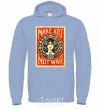 Men`s hoodie OBEY Make art not war sky-blue фото