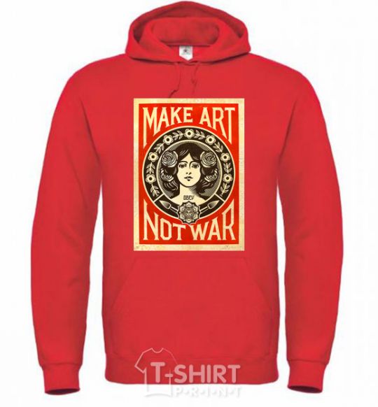 Men`s hoodie OBEY Make art not war bright-red фото