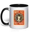 Mug with a colored handle OBEY Make art not war black фото