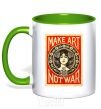 Mug with a colored handle OBEY Make art not war kelly-green фото