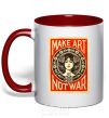 Mug with a colored handle OBEY Make art not war red фото