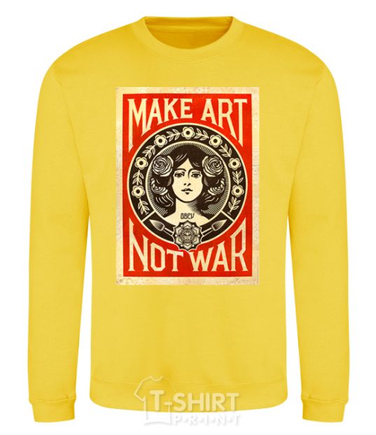 Sweatshirt OBEY Make art not war yellow фото