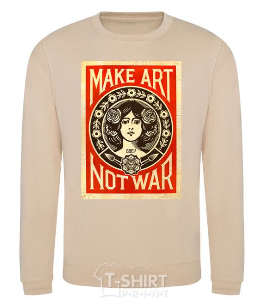 Sweatshirt OBEY Make art not war sand фото