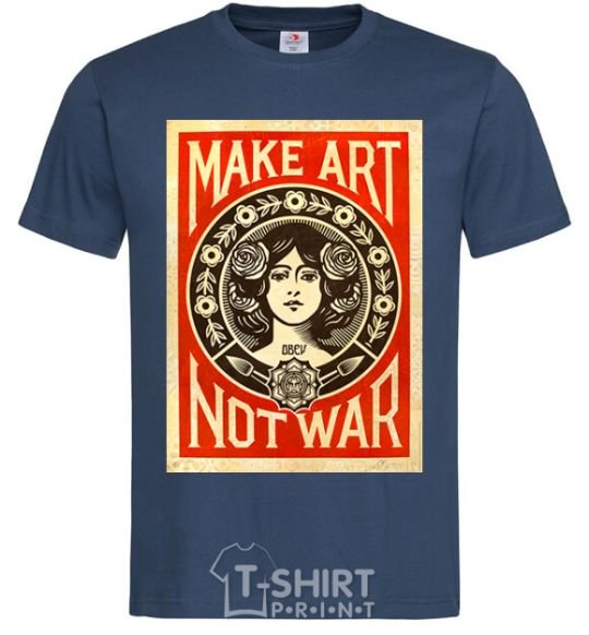 Men's T-Shirt OBEY Make art not war navy-blue фото