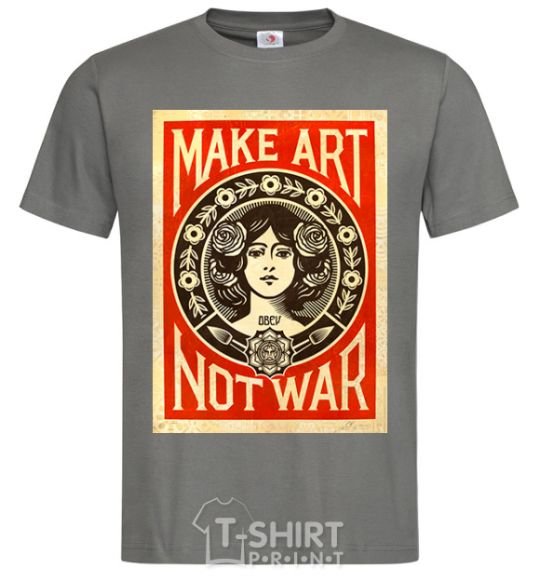 Men's T-Shirt OBEY Make art not war dark-grey фото