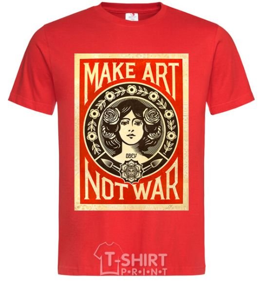 Men's T-Shirt OBEY Make art not war red фото