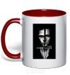 Mug with a colored handle Fight Club black white red фото