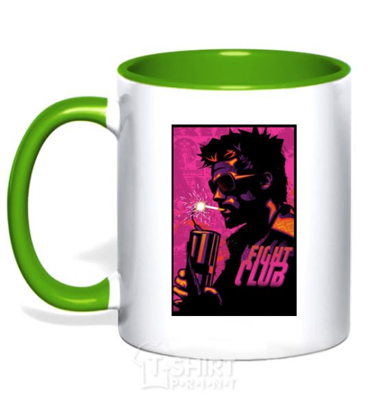 Mug with a colored handle Fight Club bomb kelly-green фото