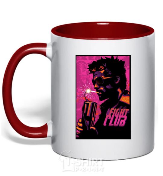 Mug with a colored handle Fight Club bomb red фото