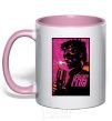 Mug with a colored handle Fight Club bomb light-pink фото