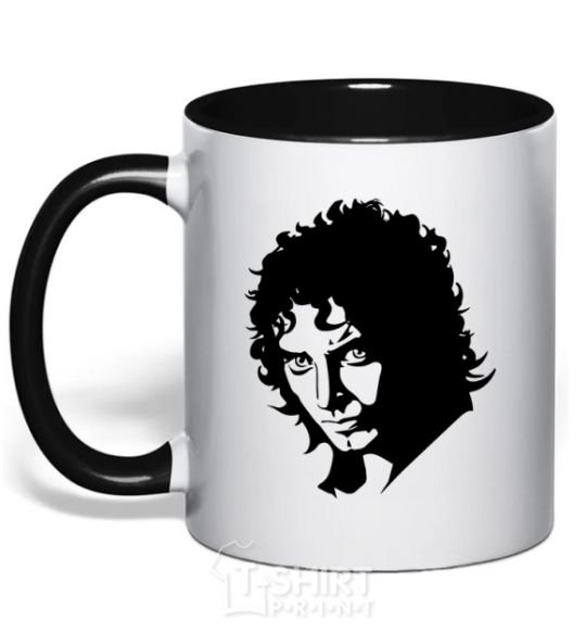 Mug with a colored handle Frodo black фото