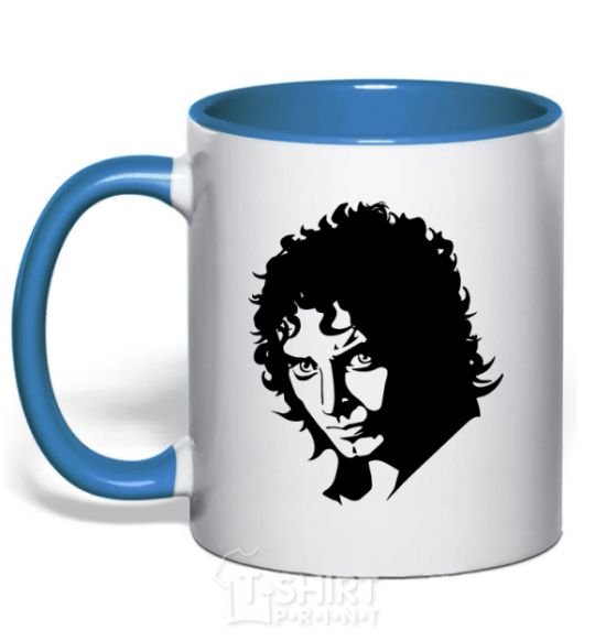 Mug with a colored handle Frodo royal-blue фото