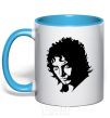 Mug with a colored handle Frodo sky-blue фото