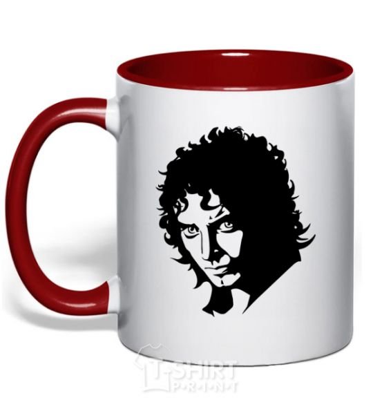 Mug with a colored handle Frodo red фото