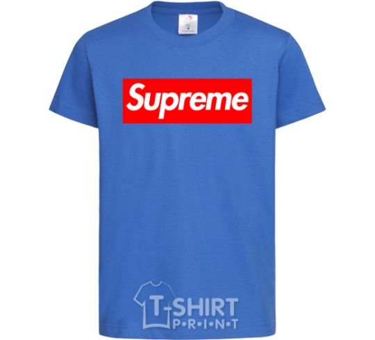 Kids T-shirt Supreme logo royal-blue фото