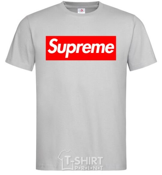 Men's T-Shirt Supreme logo grey фото