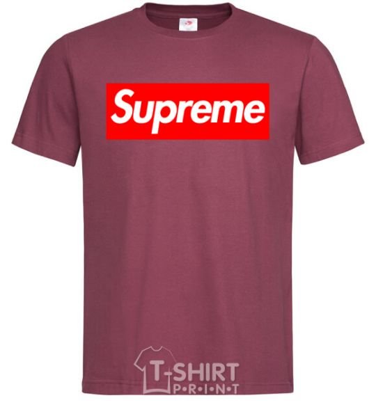 Men's T-Shirt Supreme logo burgundy фото