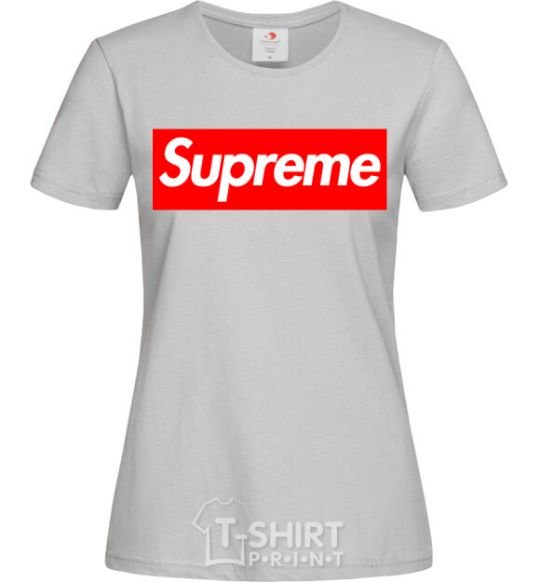 Женская футболка Supreme logo Серый фото