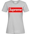 Women's T-shirt Supreme logo grey фото