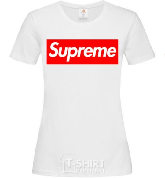 Women's T-shirt Supreme logo White фото