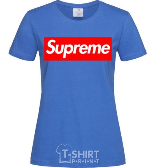 Women's T-shirt Supreme logo royal-blue фото