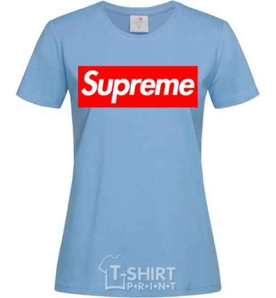 Women's T-shirt Supreme logo sky-blue фото