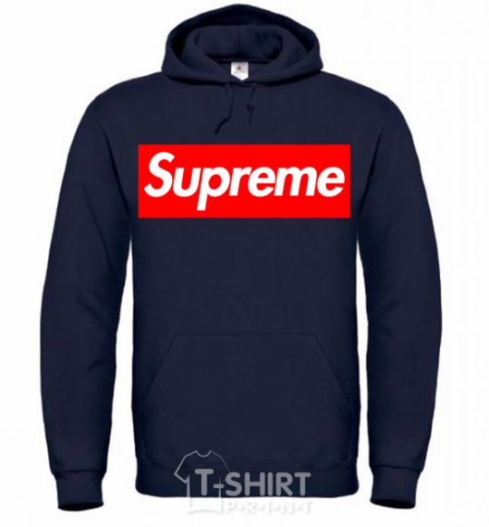 Men`s hoodie Supreme logo navy-blue фото