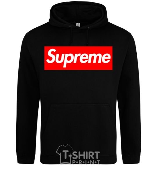 Мужская толстовка (худи) Supreme logo Черный фото