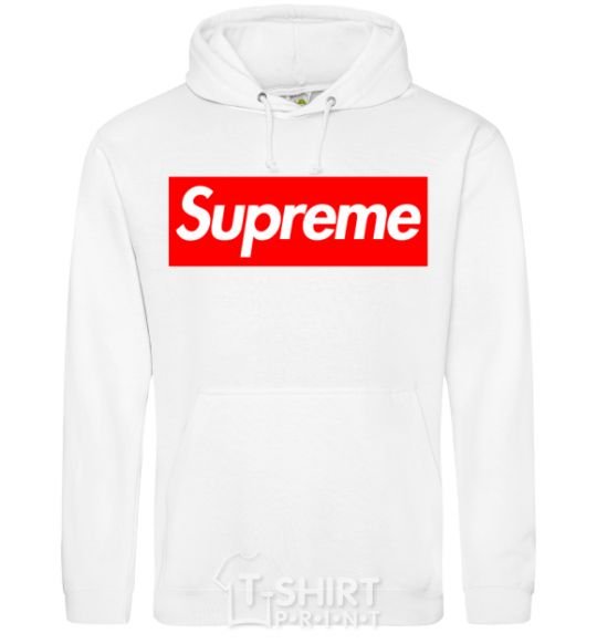 Мужская толстовка (худи) Supreme logo Белый фото