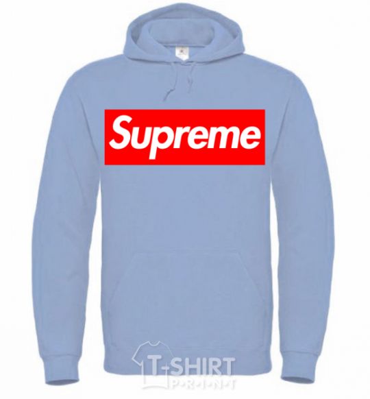 Men`s hoodie Supreme logo sky-blue фото