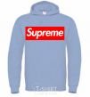 Men`s hoodie Supreme logo sky-blue фото