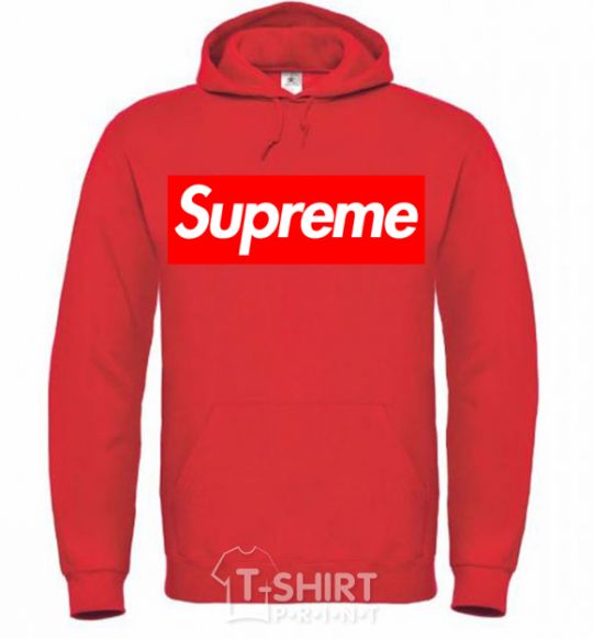 Мужская толстовка (худи) Supreme logo Ярко-красный фото