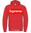 Мужская толстовка (худи) Supreme logo Ярко-красный фото