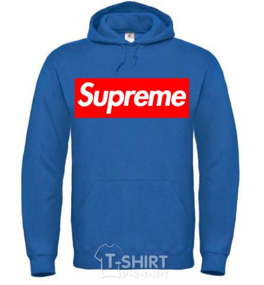 Men`s hoodie Supreme logo royal фото